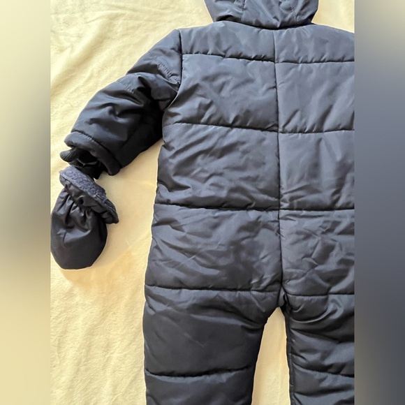 Children’s Place Navy Blue Infant Baby One Piece Snowsuit & Mittens 6-9 Months - Picture 8 of 14